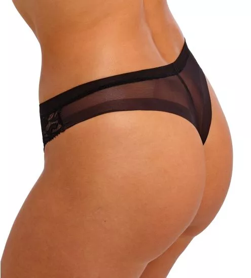 String noir en dentelle et tulle transparent Abellia