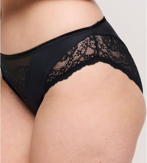 Slip brésilien semi transparent noir Shimla