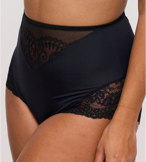 Culotte haute rétro noire tulle dentelle et laçage sexy Shimla
