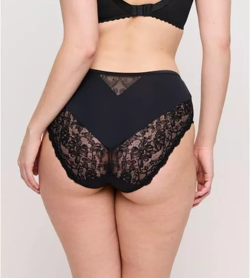 Slip taille haute noir semi transparent dentelle Shimla
