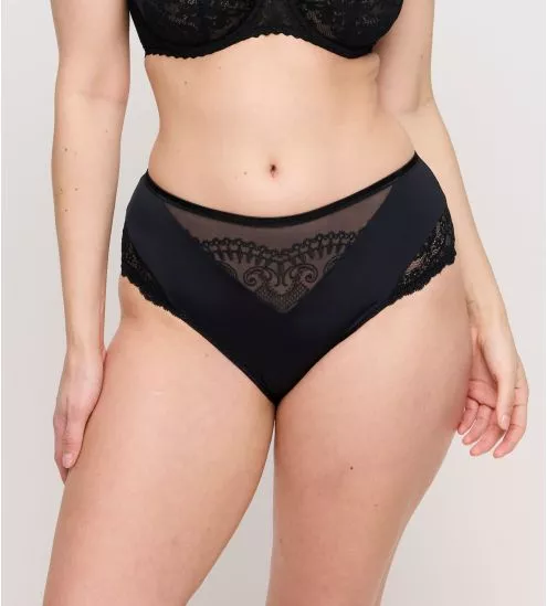 Slip taille haute noir semi transparent dentelle Shimla