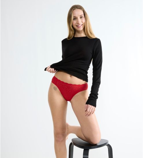 Culotte rouge en dentelle extensible Zero Feel Bliss Shangai Red