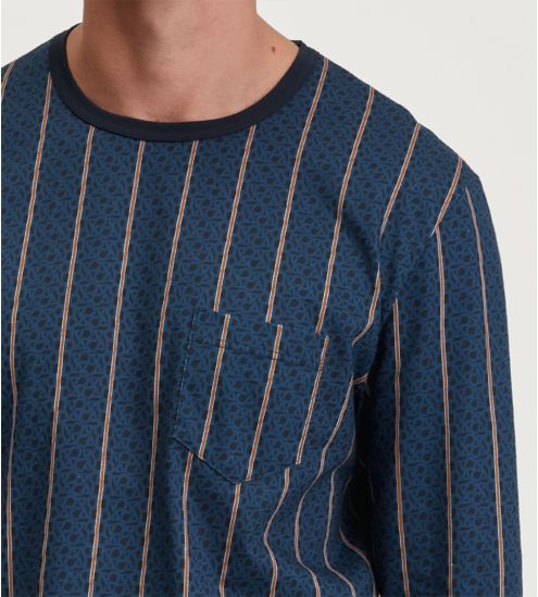 Pyjama homme bleu à rayures verticales Relax Imprint Insignia Blue