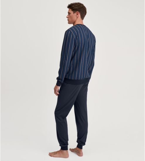 Pyjama homme bleu à rayures verticales Relax Imprint Insignia Blue