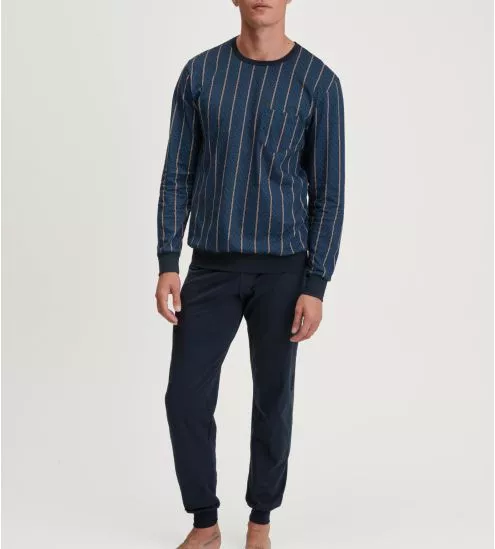 Pyjama homme bleu à rayures verticales Relax Imprint Insignia Blue