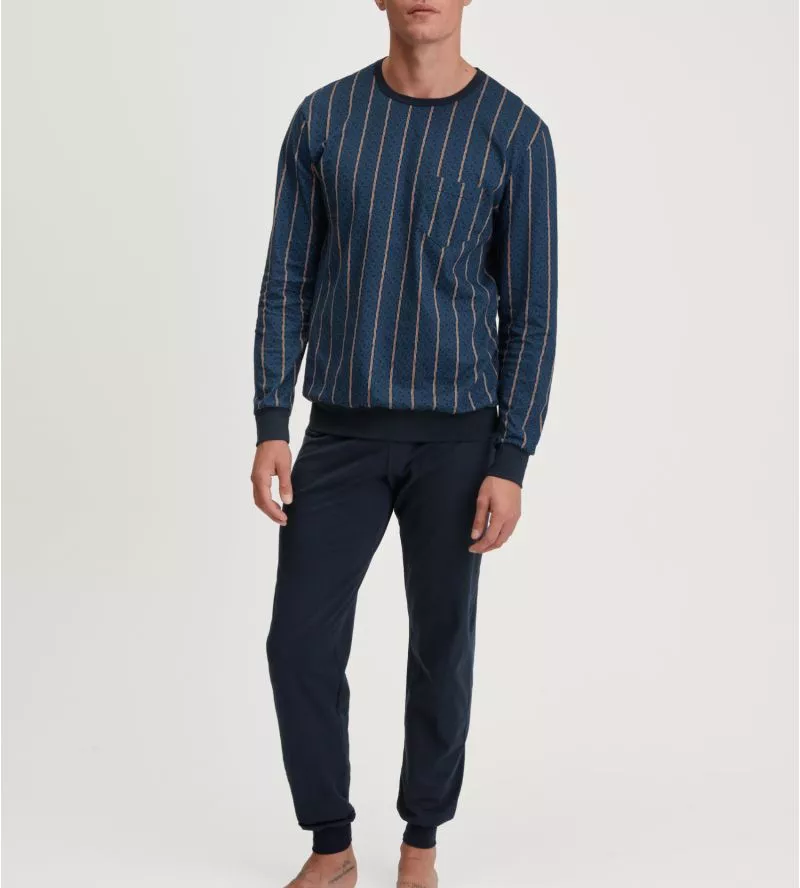 Pyjama homme bleu à rayures verticales Relax Imprint Insignia Blue