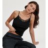 Débardeur en coton noir à bretelles fines Cotton Desire