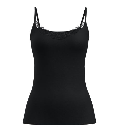 Débardeur en coton noir à bretelles fines Cotton Desire