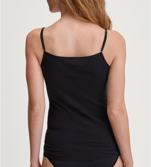 Débardeur en coton noir à bretelles fines Cotton Desire