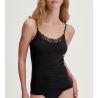Débardeur en coton noir à bretelles fines Cotton Desire