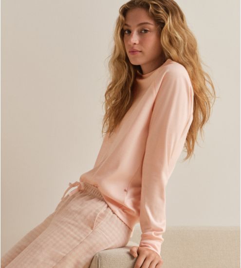 Pull rose clair en coton et col rond Favourites Universe Pearl Blush