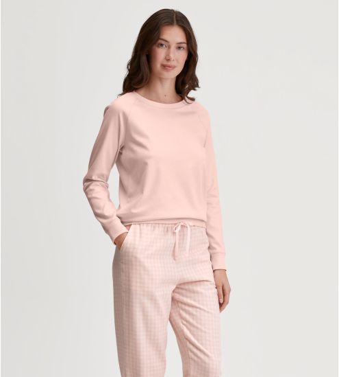 Pull rose clair en coton et col rond Favourites Universe Pearl Blush