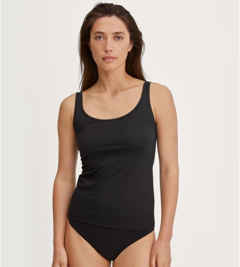 Débardeur noir femme en coton Essential Cotton