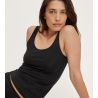 Débardeur noir femme en coton Essential Cotton