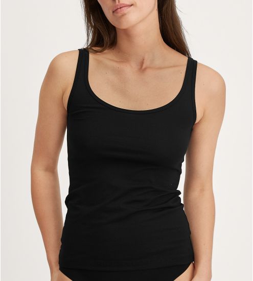 Débardeur noir femme en coton Essential Cotton