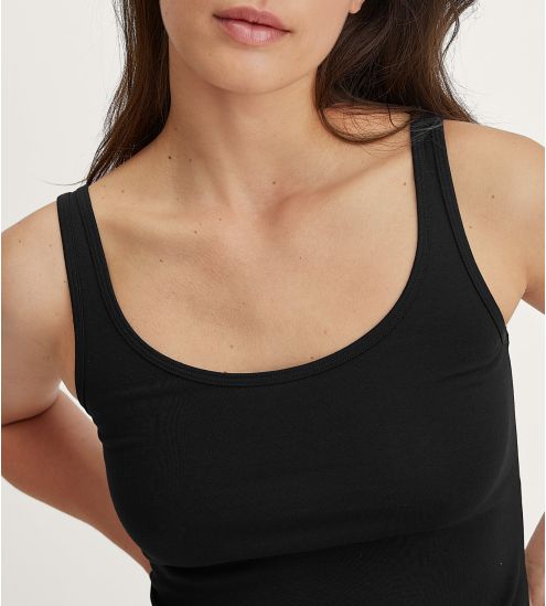 Débardeur noir femme en coton Essential Cotton