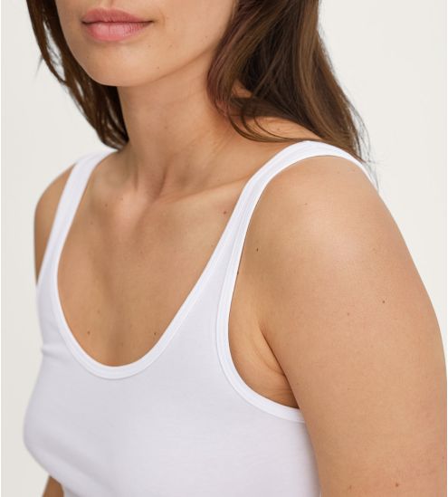 Débardeur blanc femme en coton Essential Cotton