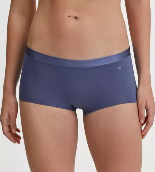 Shorty femme bleu en coton ceinture satinée Cate Cobalt Blue