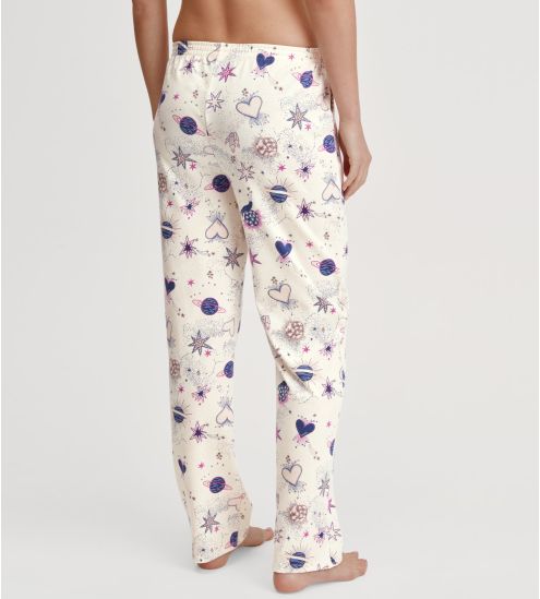 Bas de pyjama en coton bio imprimé femme Favourites Universe Charm Cream