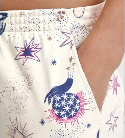 Bas de pyjama en coton bio imprimé femme Favourites Universe Charm Cream