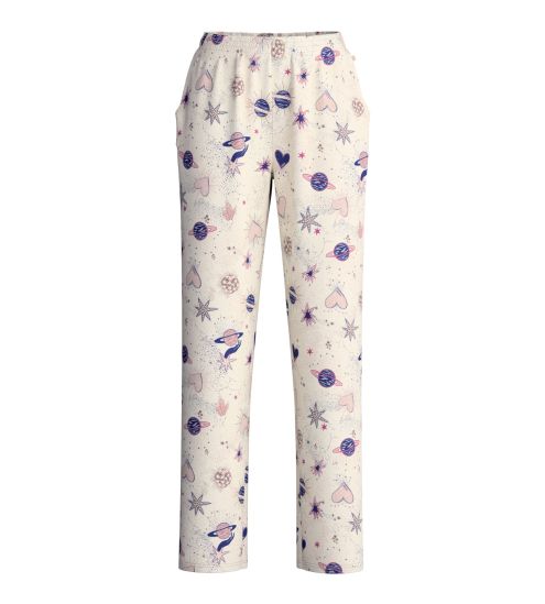 Bas de pyjama en coton bio imprimé femme Favourites Universe Charm Cream