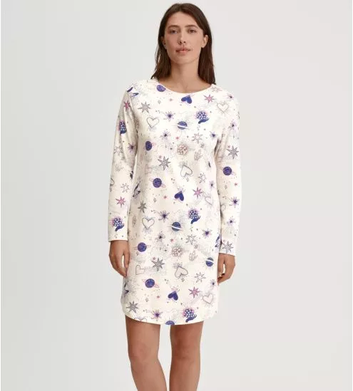 Chemise de nuit en coton bio imprimée Favourites Universe Charm Cream