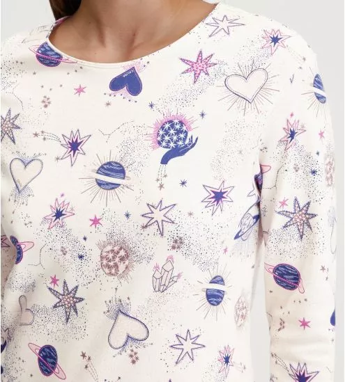 Chemise de nuit en coton bio imprimée Favourites Universe Charm Cream