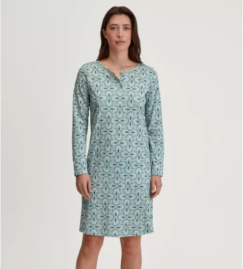 Liquette manches longues imprimée en coton bio Mystic Nights Smoke Blue