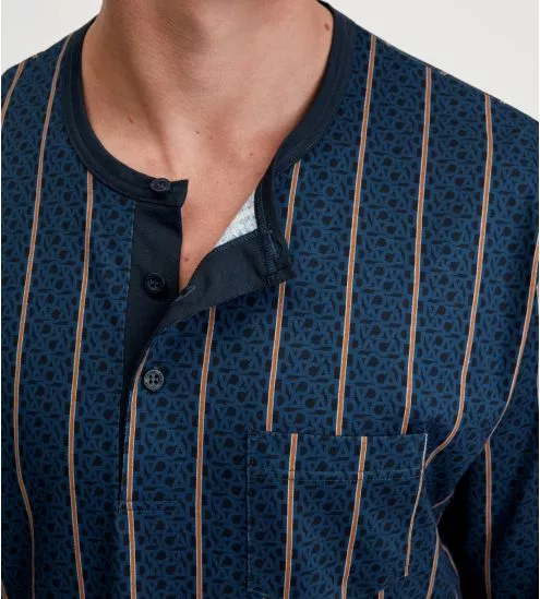 Chemise de nuit homme à rayures Relax Imprint Insignia Blue