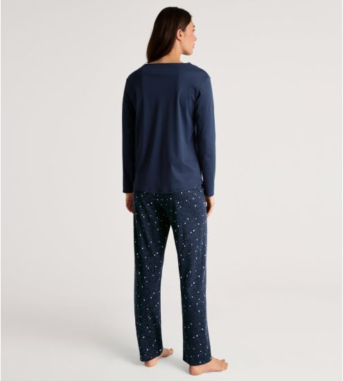 Pyjama femme en coton bleu Sweet Dreams Peacoat Blue
