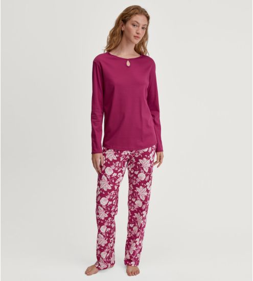 Pyjama femme en coton rouge imprimé étoiles Sweet Dreams Dahlia Pink