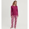 Pyjama femme en coton rouge imprimé étoiles Sweet Dreams Dahlia Pink