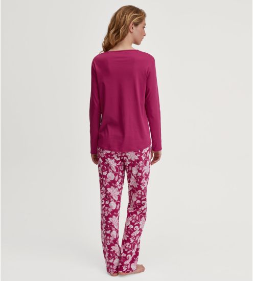 Pyjama femme en coton rouge imprimé étoiles Sweet Dreams Dahlia Pink