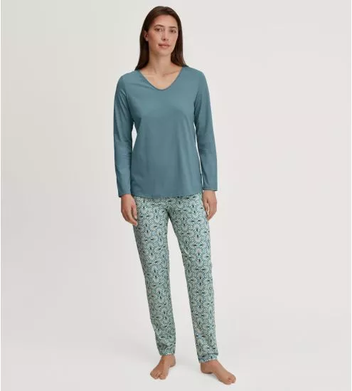 Pyjama bleu en coton bio Ornament Nights Smoke Blue