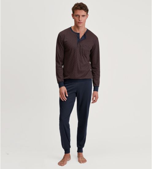 Pyjama homme à bords élastique et col tunisien Relax Choice Dark Sapphire