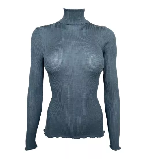 Pull laine & soie femme Bleu