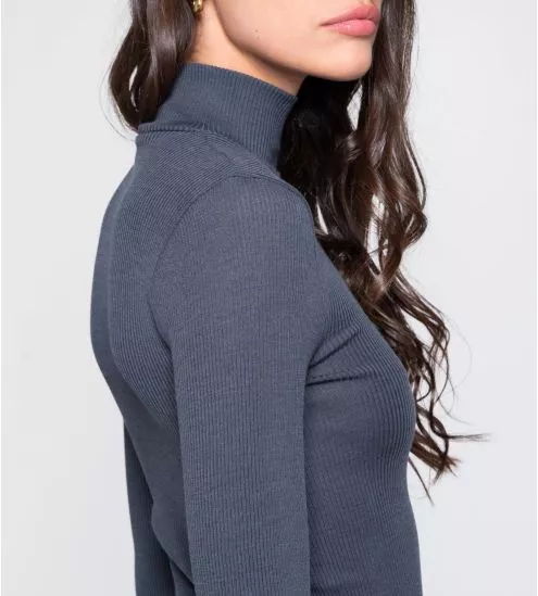 Pull laine & soie femme gris tempête