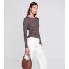 Pull brun laine et soie femme taupe