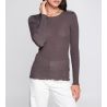Pull brun laine et soie femme taupe