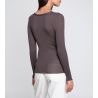 Pull brun laine et soie femme taupe