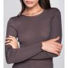 Pull brun laine et soie femme taupe