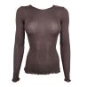 Pull brun laine et soie femme taupe
