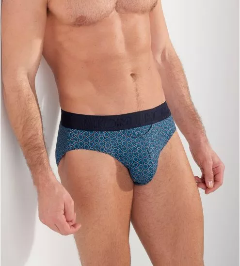 Slip Martinez ouverture horizontale imprimé bleu