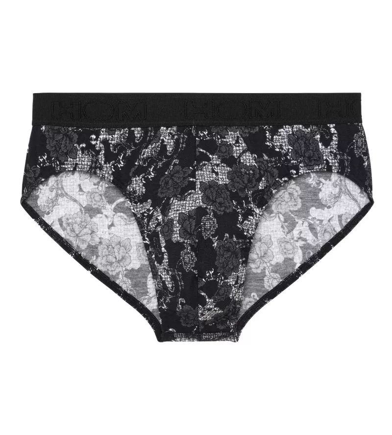 Slip fleuri noir et blanc Fairmont avec ouverture à l'avant