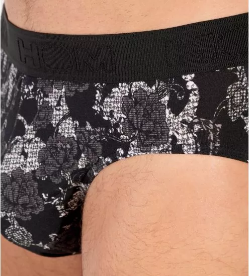 Slip fleuri noir et blanc Fairmont avec ouverture à l'avant