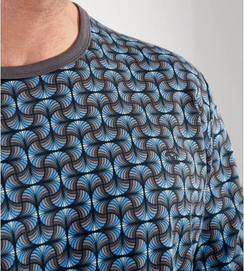 Ensemble de pyjama hiver pour homme Aloys imprimé gris/bleu