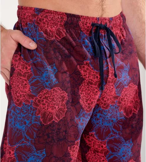 Ensemble de pyjama court pour homme imprimé fleuri bordeaux