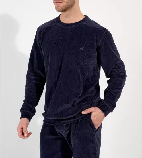 Pyjama en velours côtelé homme bleu marine Ronnie