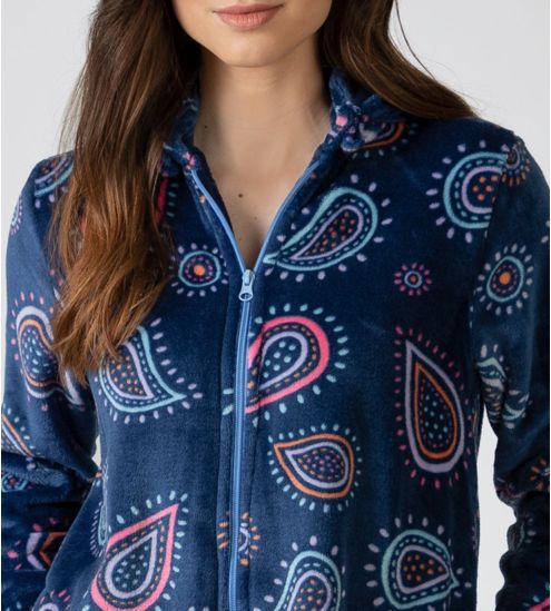 Blaue Kapuzenpilfjacke mit...