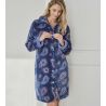 Robe de chambre longue en pilou bleu marine imprimé fun et coloré